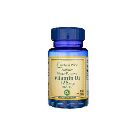 Vitamina D3 125mcg 5000 IU 100 Capsule moi, Puritan's Pride